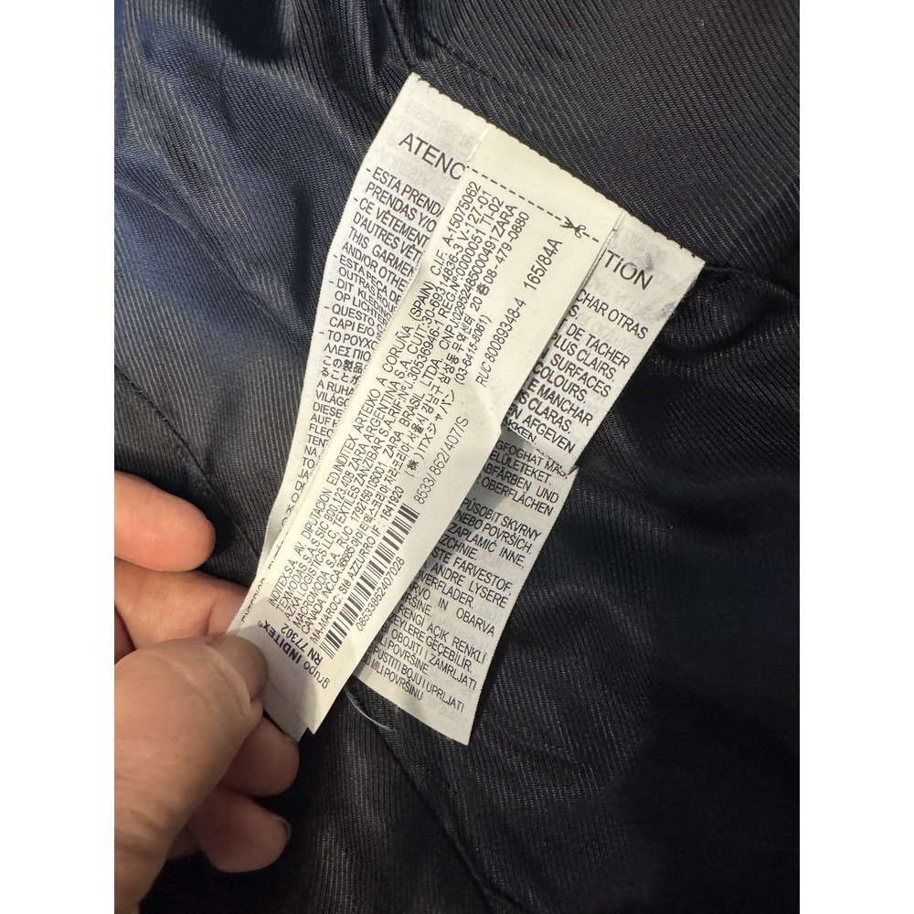 Zara Indigo Denim Blazer Shoulder Pads Size S Bnwt - Picture 5 of 8